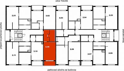 Byt 1+kk, rozloha 28.85 m, společná lodžie